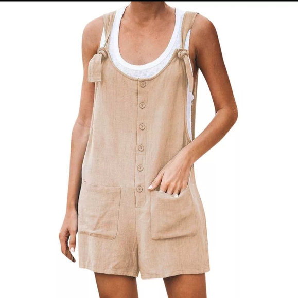 NEW ORANGE 100% COTTON SHORT ROMPER JUMPSUIT - Picture 2 of 5